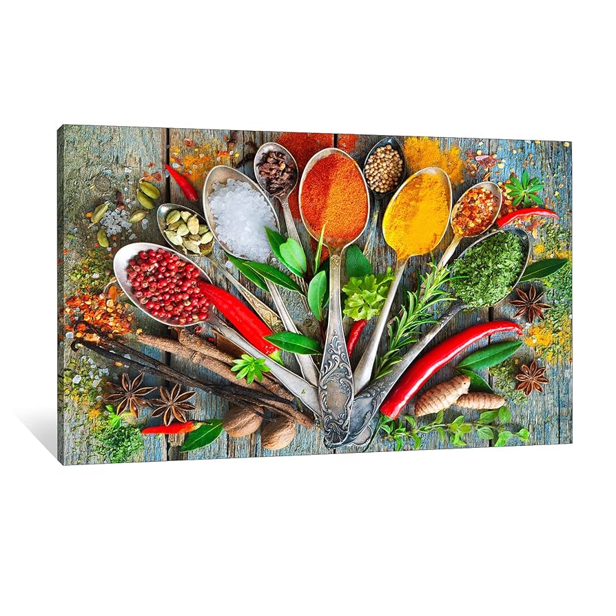 Amazon.com: Kitchen Wall Art - Vintage Herbs & Spices Canvas